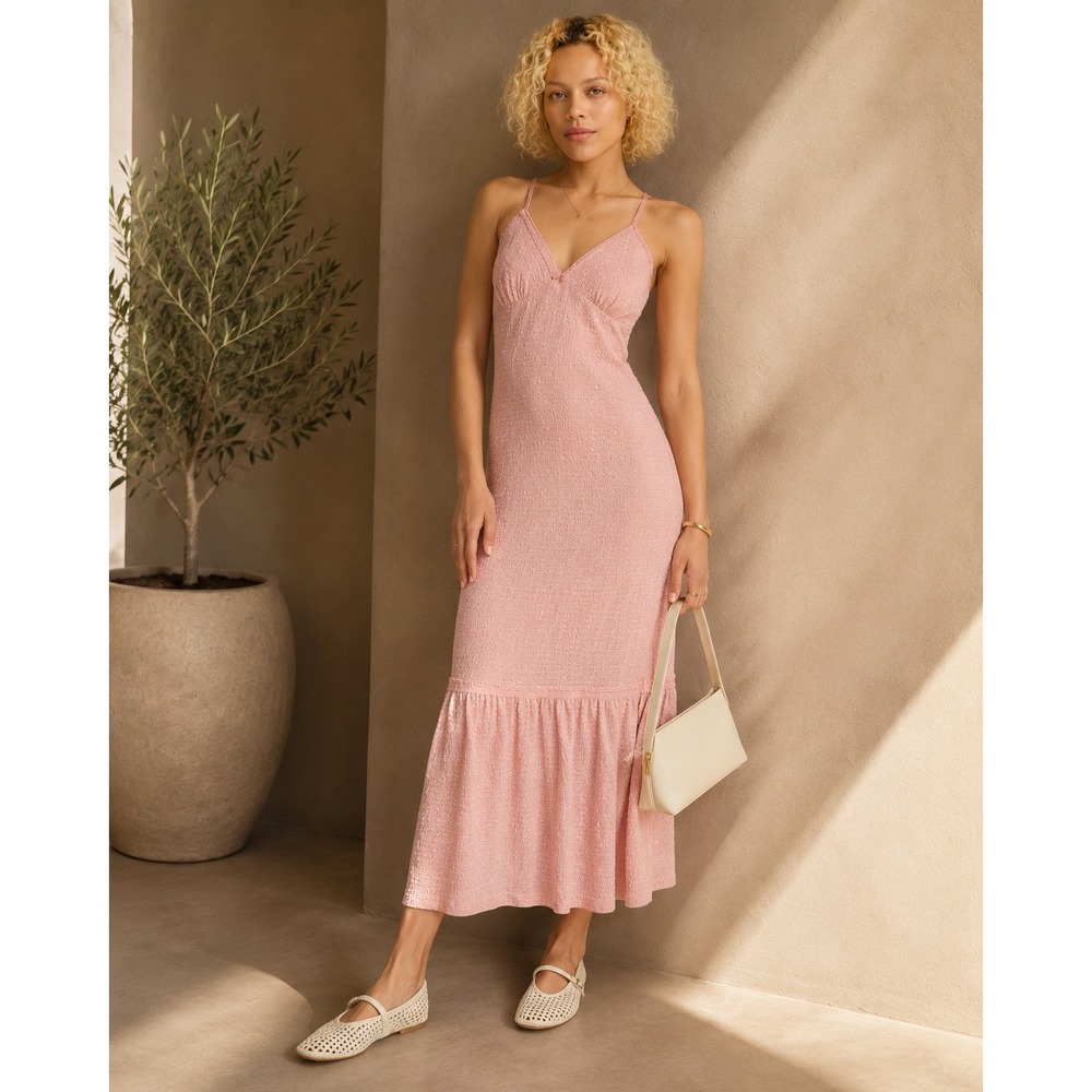 Lace Trim Maxi Dress Dusty Rose Pink Juniors XXL (20) NWT Romantic
